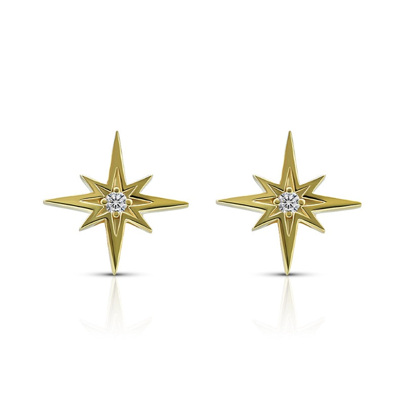 Second Star Earrings in Yellow Gold