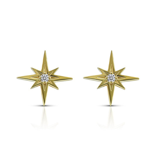 Second Star Earrings in Yellow Gold