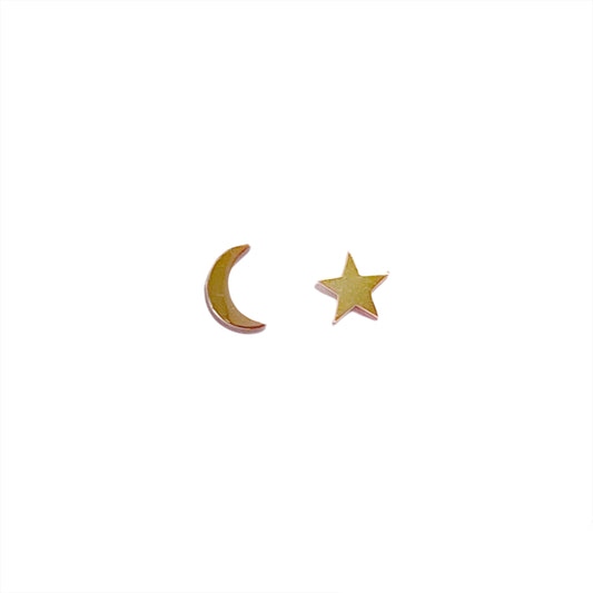 Gold Moon & Star Studs