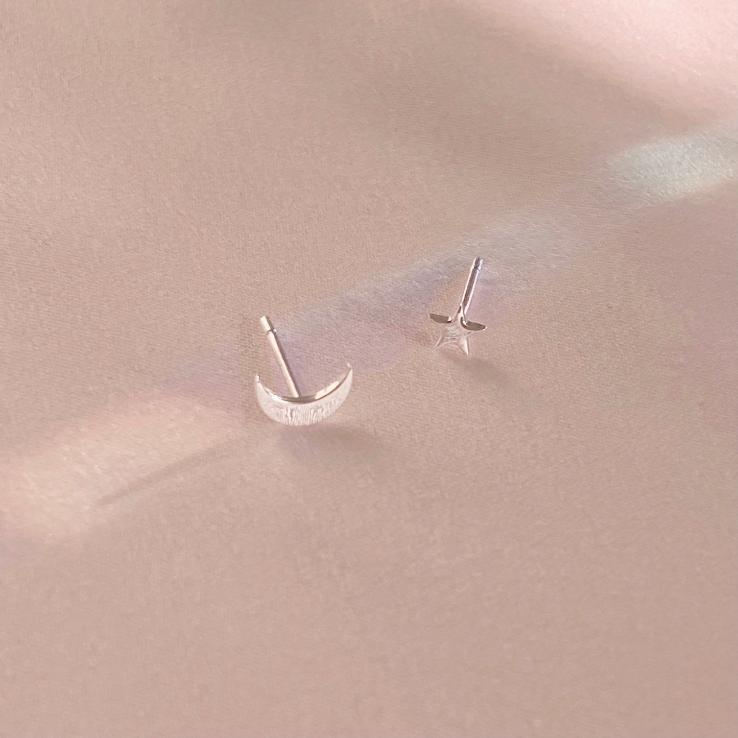 Silver Moon & Star Studs