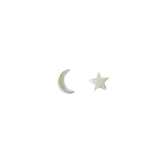 Silver Moon & Star Studs